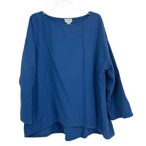 Soft Surroundings Women's Size 1X Saphire Blue Scoop Neck Casual Tunic Top